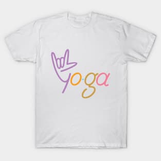 Yo Hand Gesture with Yoga Word Text T-Shirt